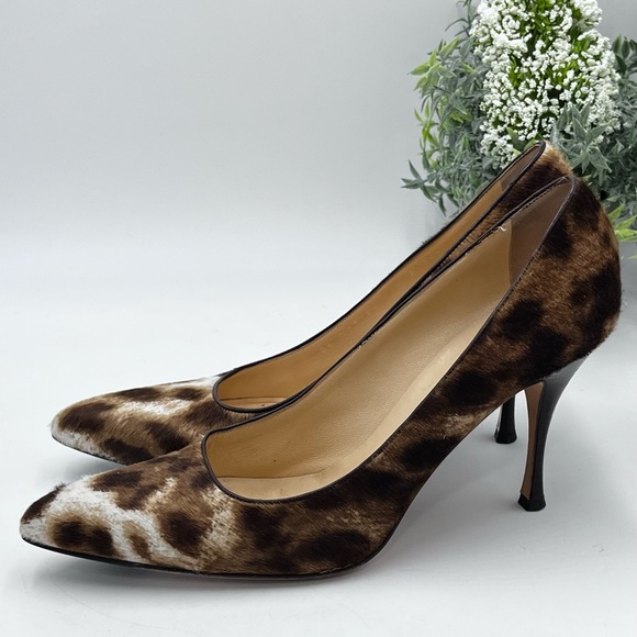 Cole Haan Collection Signature Pony Hair Leopard Print Brown Slip on Heels 9.5 - Picture 8 of 16